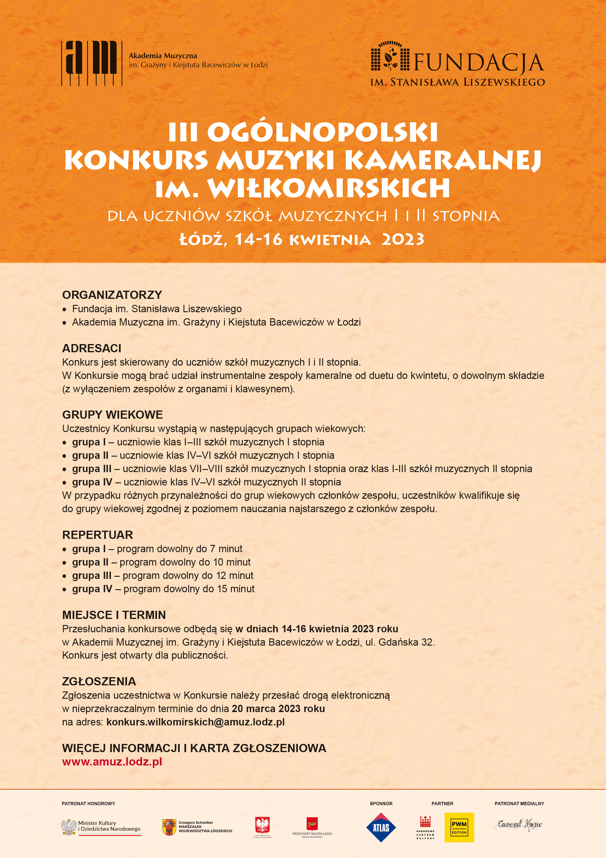 III Ogólnopolski Konkurs Muzyki Kameralnej im. Wiłkomirskich